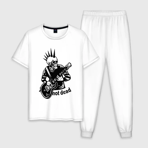 Мужская пижама с белой футболкой хлопок Punk's not dead - motto