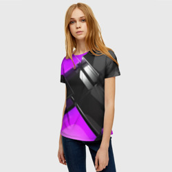Женская футболка 3D Неоновые кубы - фото 2