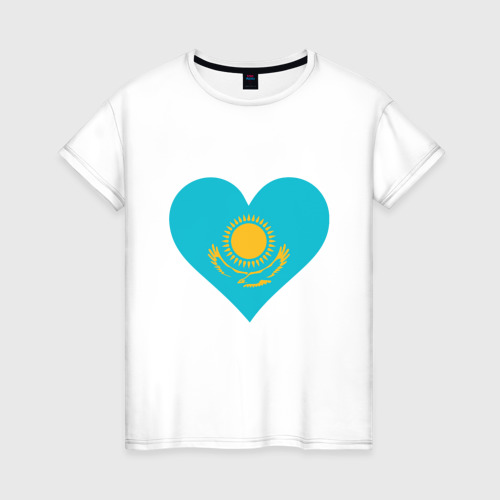 Женская футболка хлопок Сердце Казахстана, цвет белый