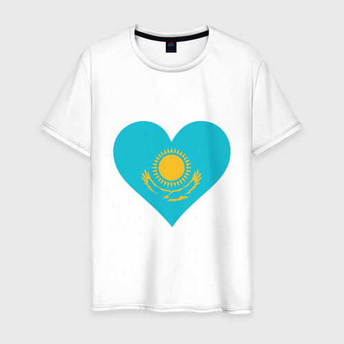 Мужская футболка хлопок Сердце Казахстана, цвет белый