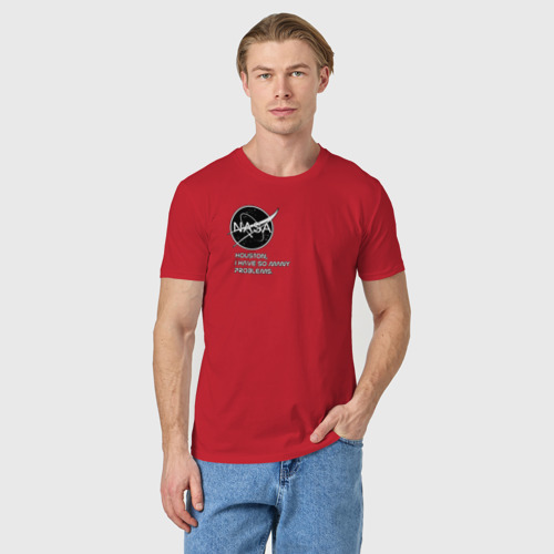 Мужская футболка хлопок NASA Houston orig, цвет красный - фото 3
