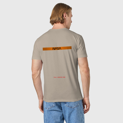 Мужская футболка хлопок NASA НАСА на спине, цвет миндальный - фото 4