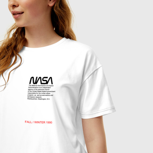 Женская футболка хлопок Oversize NASA НАСА на спине, цвет белый - фото 3