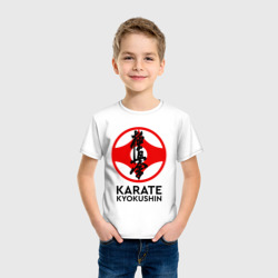 Футболка с принтом Karate Kyokushin для ребенка, вид на модели спереди №2. Цвет основы: белый