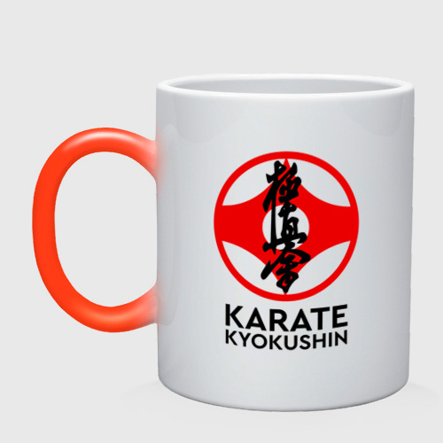 Кружка хамелеон Karate Kyokushin, цвет белый + красный