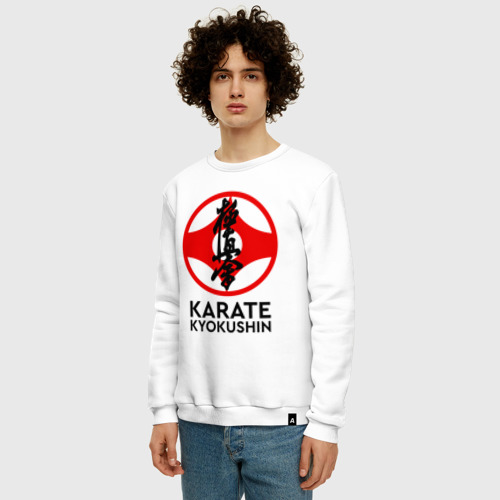 Мужской свитшот хлопок с принтом Karate Kyokushin, фото на моделе #1