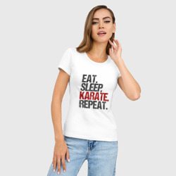 Женская футболка хлопок Slim Есть, спать, карате - фото 2