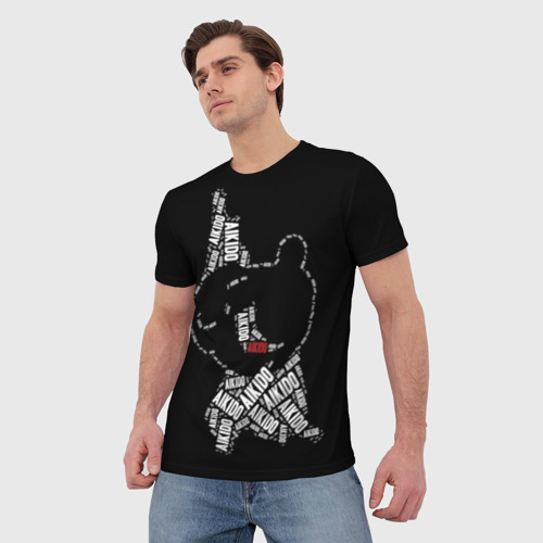 Мужская футболка 3D Бойцы айкидо текстовый рисунок, цвет 3D печать - фото 3