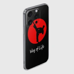 Чехол для iPhone 15 Pro силиконовый с защитой камеры Каратэ образ жизни - фото 2