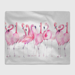Плед 3D Фламинго розовый на белом