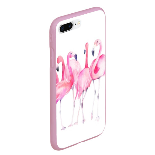 Чехол для iPhone 7Plus/8 Plus матовый Фламинго розовый на белом, цвет розовый - фото 3