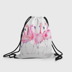Рюкзак-мешок 3D Фламинго розовый на белом