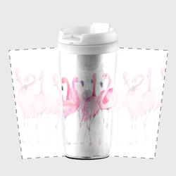 Термокружка-непроливайка Фламинго розовый на белом - фото 2