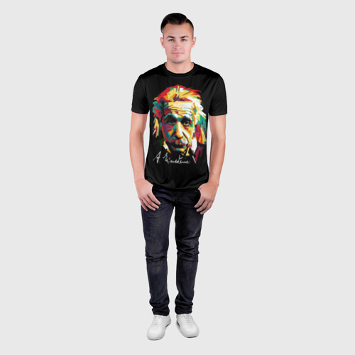 Мужская футболка 3D Slim Альберт Эйнштейн, цвет 3D печать - фото 4