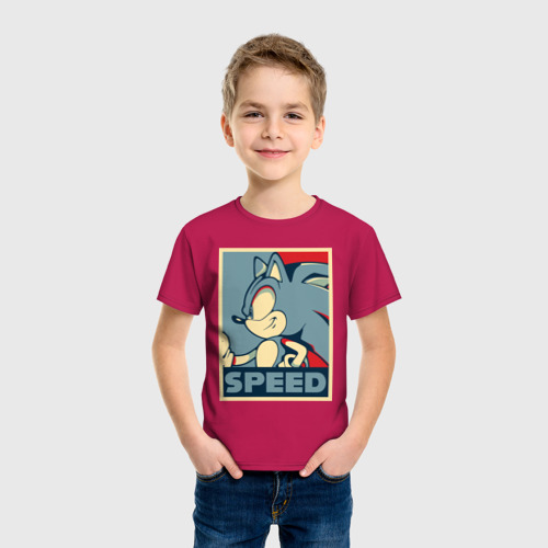 Детская футболка хлопок Соник, цвет маджента - фото 3