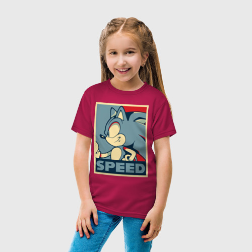 Детская футболка хлопок Соник, цвет маджента - фото 5