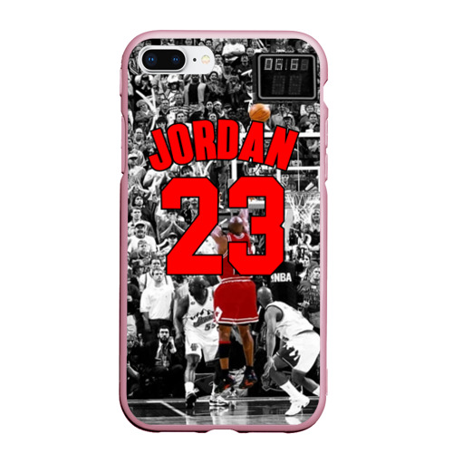 Чехол для iPhone 7Plus/8 Plus матовый Michael Jordan, цвет розовый