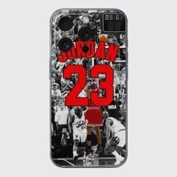 Чехол для iPhone 15 Pro силиконовый с защитой камеры Michael Jordan
