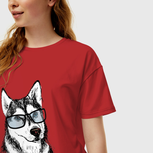 Женская футболка хлопок Oversize с принтом Dog, фото на моделе #1