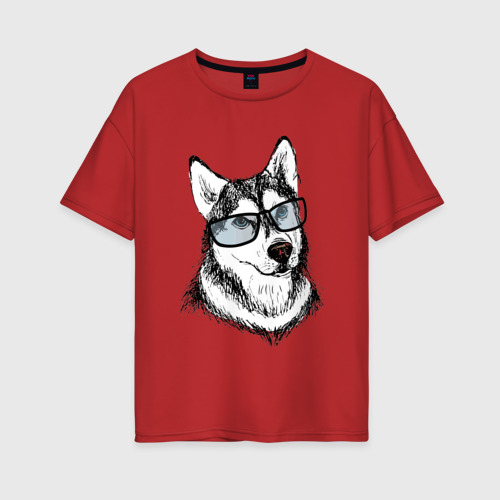 Женская футболка хлопок Oversize с принтом Dog, вид спереди #2