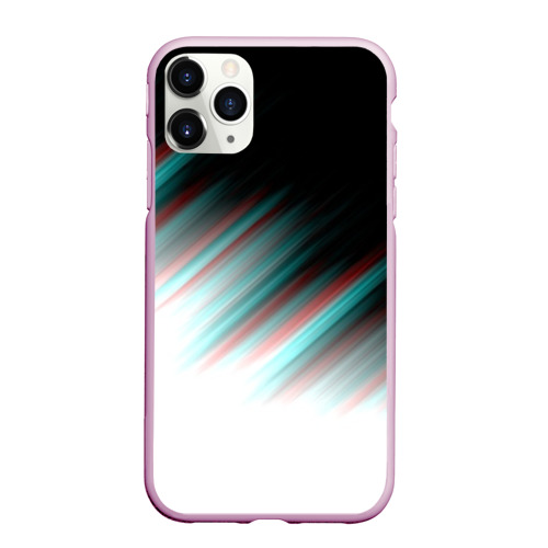 Чехол для iPhone 11 Pro Max матовый Glitch stripes, цвет розовый