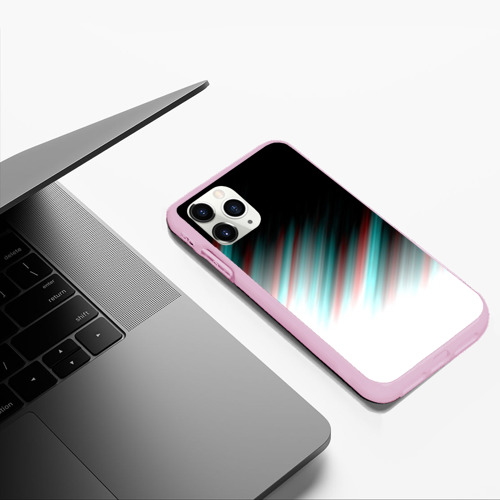 Чехол для iPhone 11 Pro Max матовый Glitch stripes, цвет розовый - фото 5