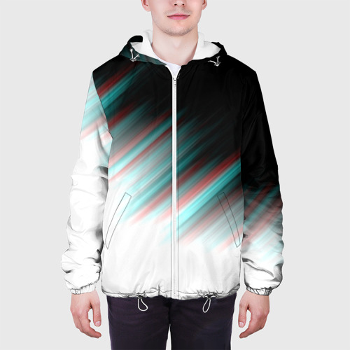 Мужская куртка 3D Glitch stripes, цвет 3D печать - фото 4