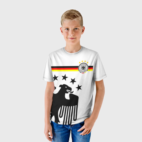 Детская футболка 3D с принтом Сборная Германии, фото на моделе #1