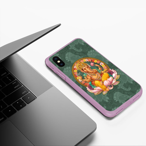 Чехол для iPhone XS Max матовый Ганеша, цвет сиреневый - фото 5