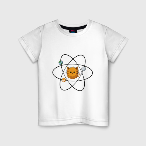 Детская футболка из хлопка с принтом Space Cat, вид спереди №1