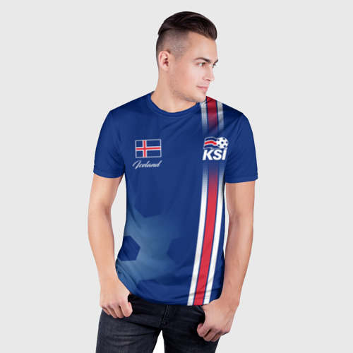 Мужская футболка 3D Slim Сборная Исландии, цвет 3D печать - фото 3