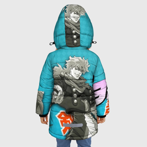 Зимняя куртка для девочек 3D Приключения ДжоДжо, цвет черный - фото 4