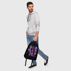 Рюкзак с принтом JoJo Bizarre Adventure для любого человека, вид спереди №5. Цвет основы: белый