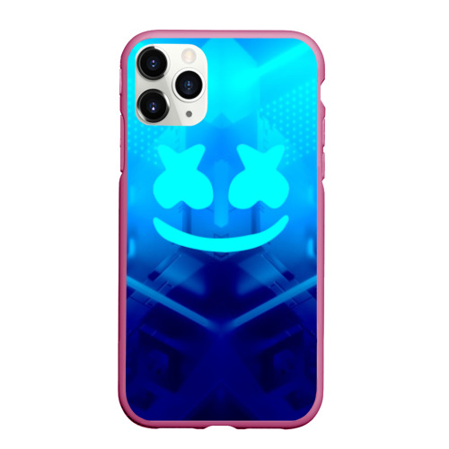 Чехол для iPhone 11 Pro Max матовый Marshmello neon Маршмелло неон, цвет малиновый