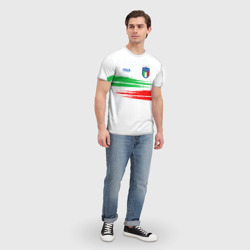 Футболка с принтом Сборная Италии для мужчины, вид на модели спереди №3. Цвет основы: белый