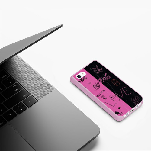 Чехол для iPhone 5/5S матовый Lil Peep, цвет розовый - фото 5