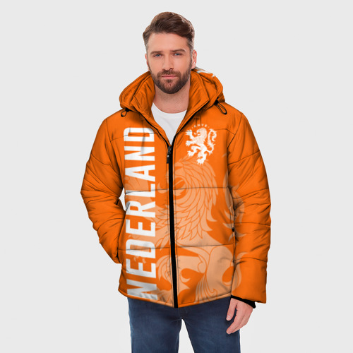 Мужская зимняя куртка 3D с принтом Сборная Голландии, фото на моделе #1