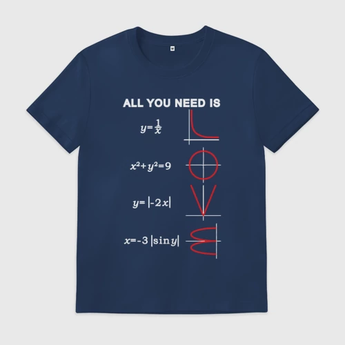 Мужская футболка хлопок с принтом All You Need Is Love - функции и формулы, вид спереди #2