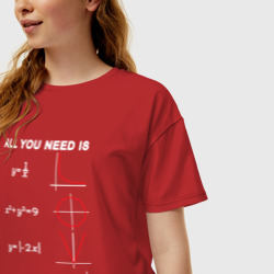 Женская футболка хлопок Oversize All You Need Is Love - функции и формулы - фото 2