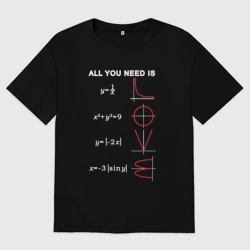 Женская футболка хлопок Oversize All You Need Is Love - функции и формулы