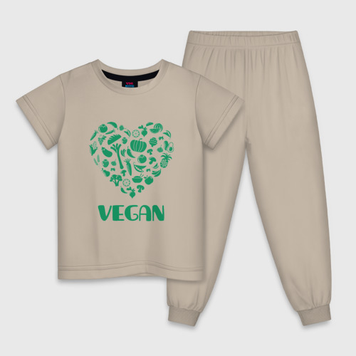 Детская пижама хлопок Vegan, цвет миндальный