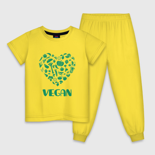 Детская пижама хлопок Vegan, цвет желтый