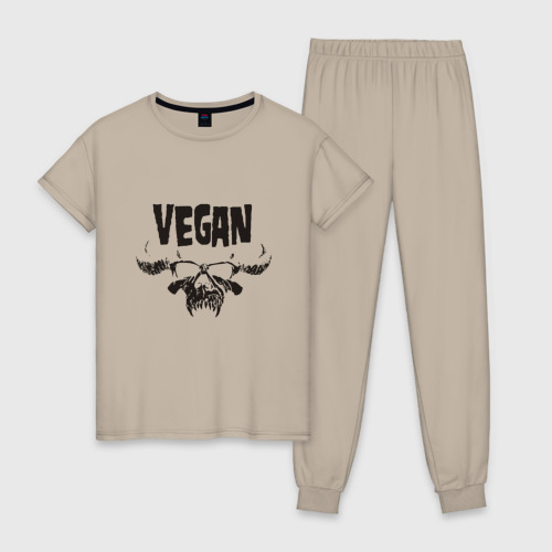 Женская пижама хлопок Vegan, цвет миндальный