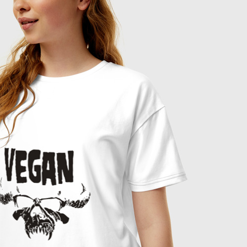 Женская футболка хлопок Oversize Vegan, цвет белый - фото 3