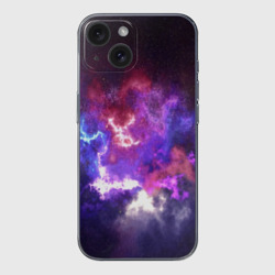 Чехол для iPhone 15 силиконовый с защитой камеры Космос