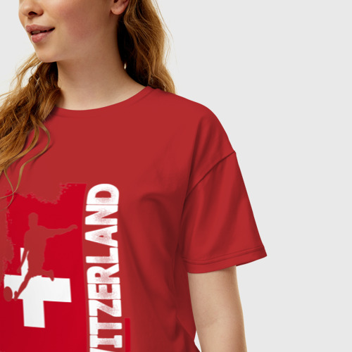 Женская футболка хлопок Oversize Швейцария, цвет красный - фото 3