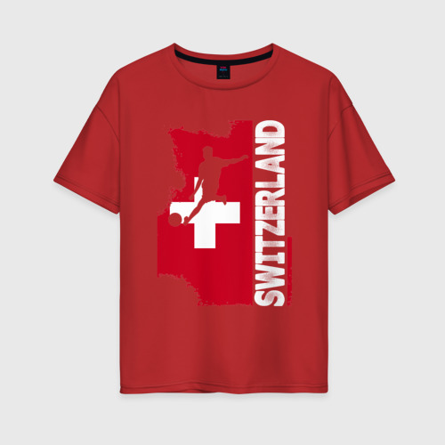 Женская футболка хлопок Oversize Швейцария, цвет красный