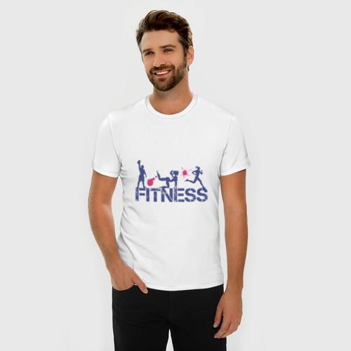 Мужская футболка хлопок Slim Фитнес, цвет белый - фото 3