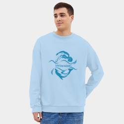 Мужской свитшот oversize без начеса хлопок Плавание - фото 2