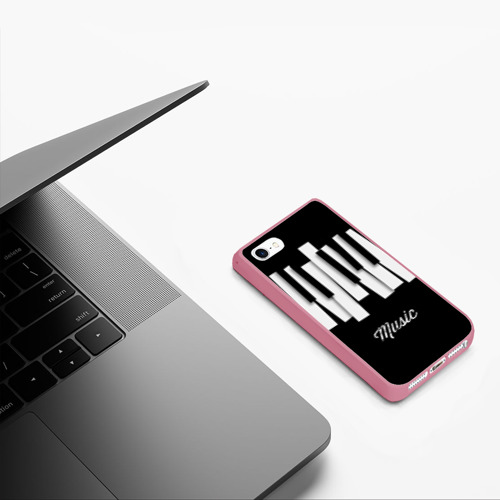 Чехол для iPhone 5/5S матовый Клавиатура музыкальная , цвет малиновый - фото 5